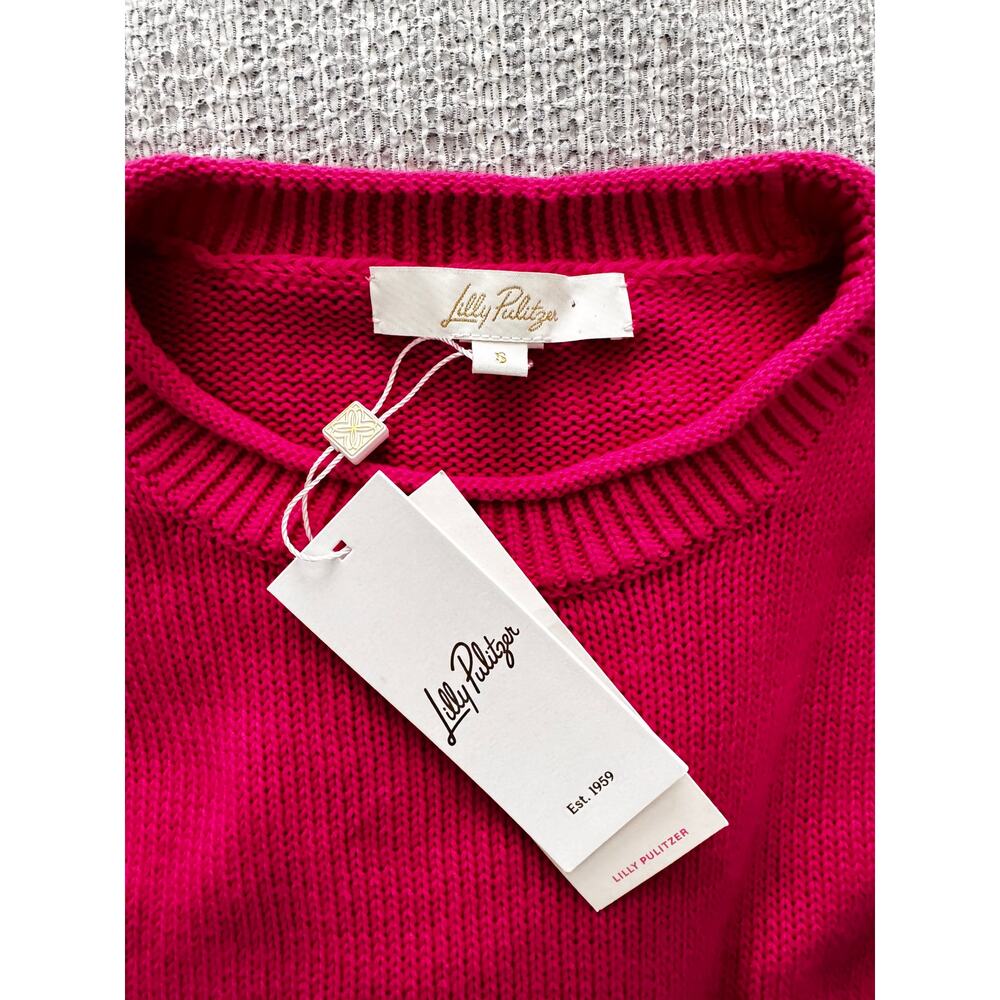 Lilly Pulitzer Crewneck Sweater Magenta Hot Pink Size S NWT Knit Pullover - Picture 5 of 11